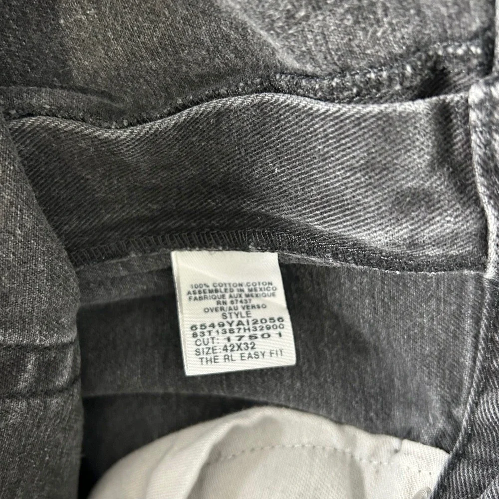 Polo Jeans Company Denim Pants Mens 42x32 Black The RL Easy Fit 6549YA12056